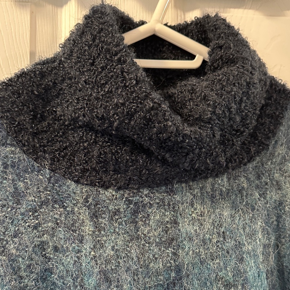 GUILAUME DE MONS Retro Bohemian Blue Wool Blend Poncho Sz OS - Picture 3 of 7